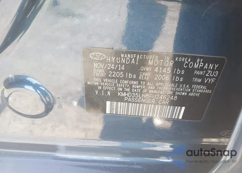 2015 Hyundai Elantra Gt z USA, uszkodzony, nr VIN KMHD35LH8FU246248